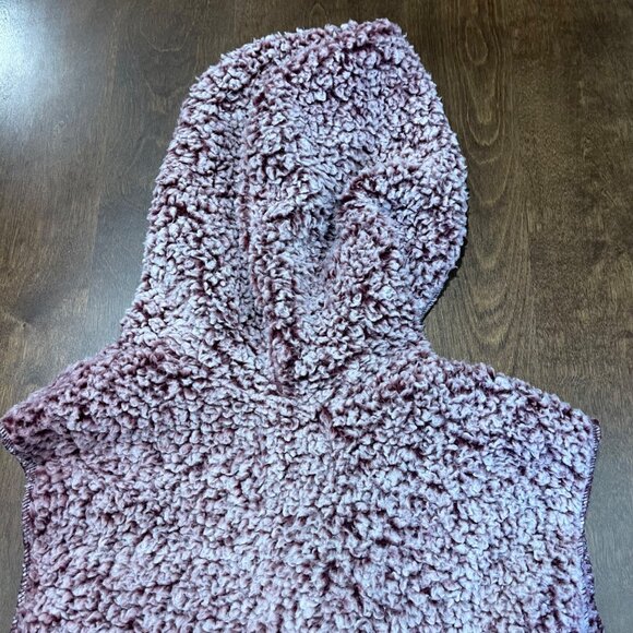 Love Tree Sherpa Vest Women's Size Large Purple Pockets Open Front Hooded - Picture 6 of 9